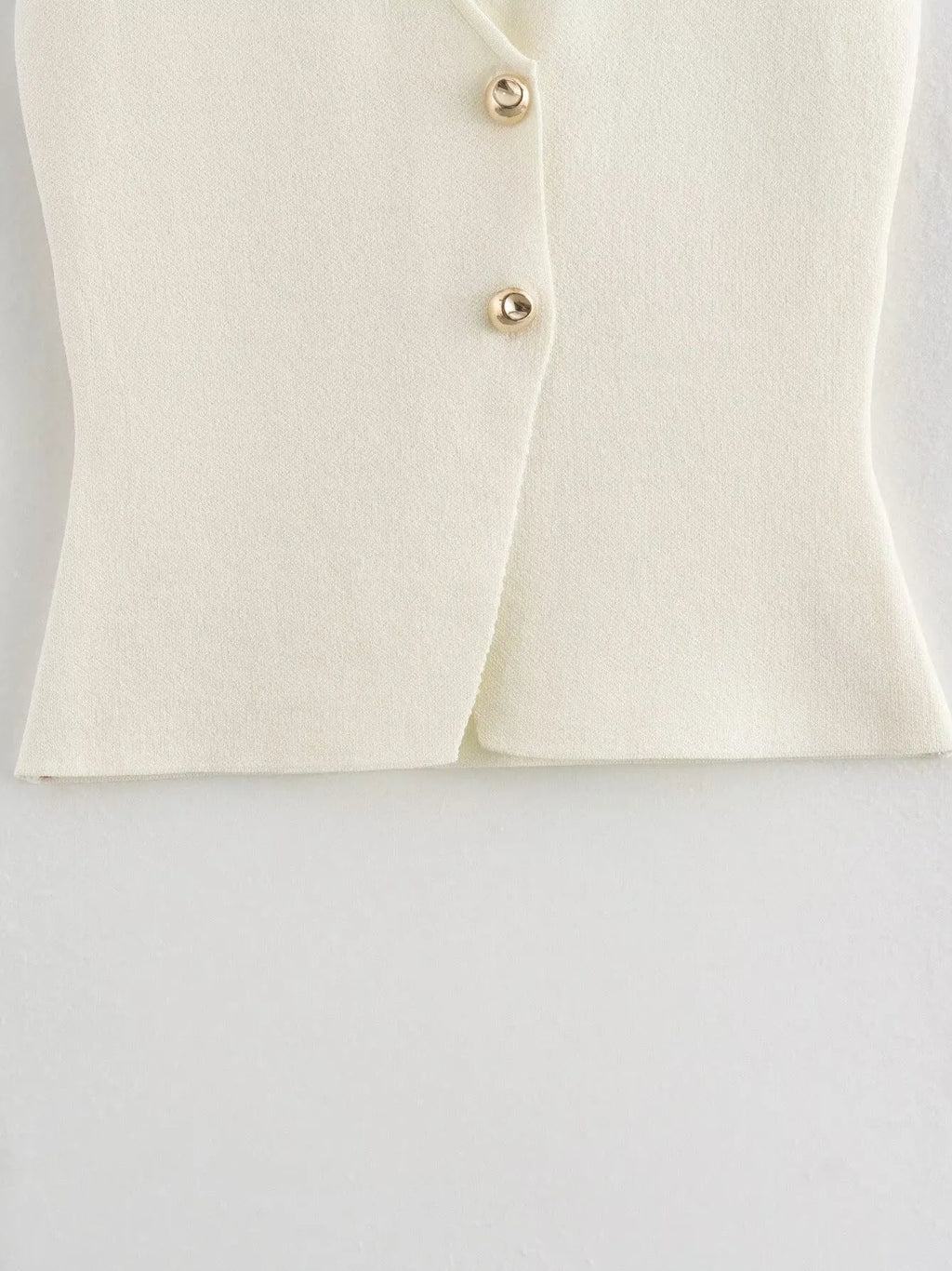 V-neck With Gold Buttons Vest Pleated Skirt 2-piece Sets