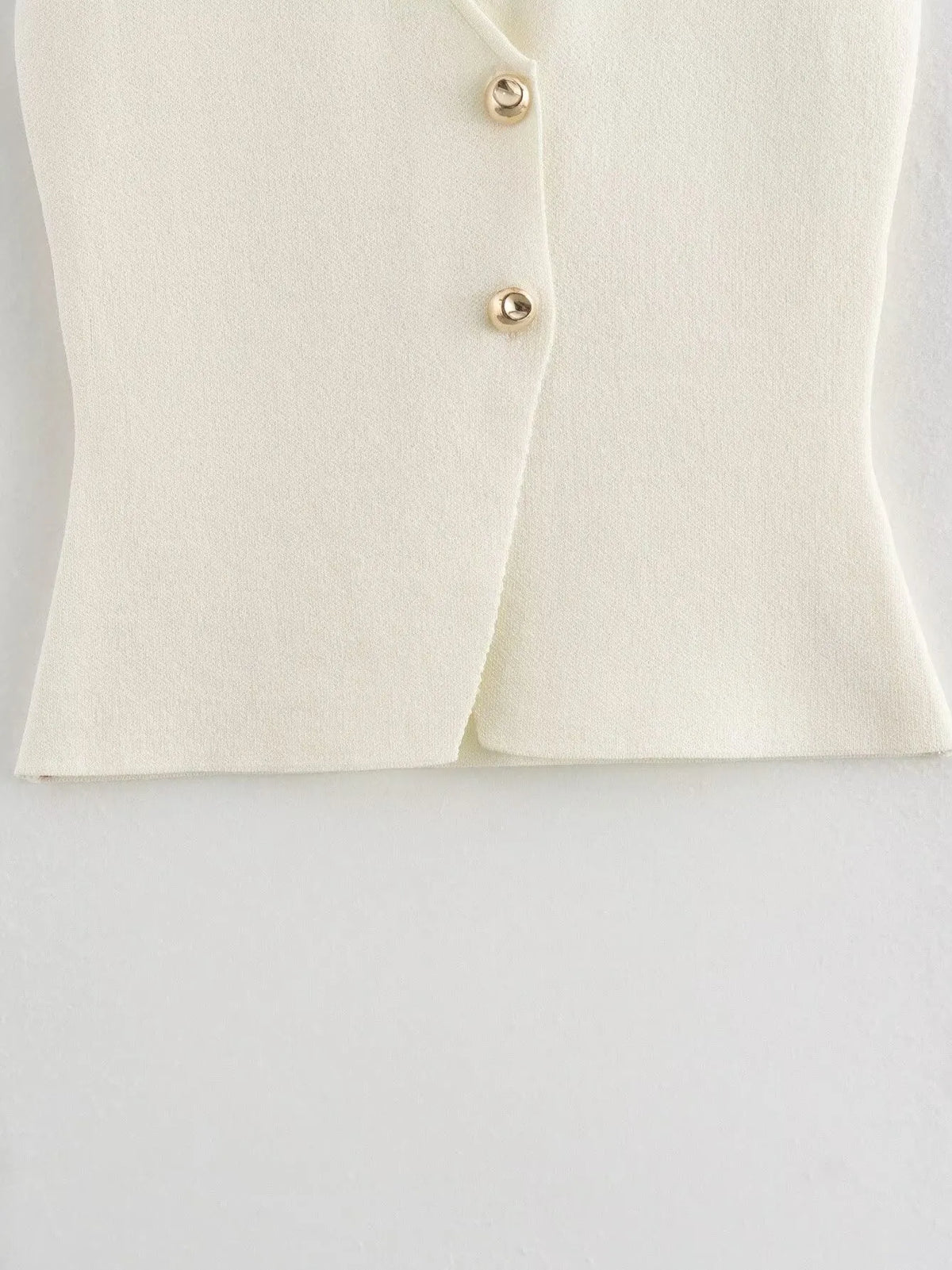 V-neck With Gold Buttons Vest Pleated Skirt 2-piece Sets