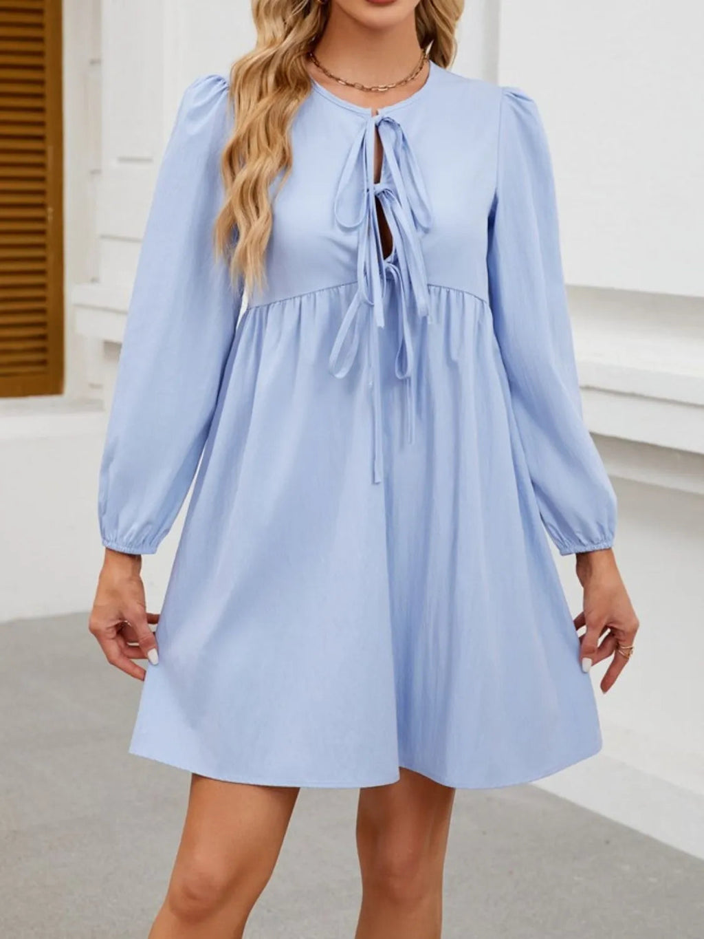 Mini Dress Boho Tie Front Babydoll Ruched Cocktail