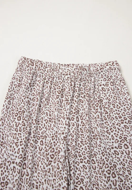 Pajama Set Cozy Nightwear Casual Leopard Print Top & Pants
