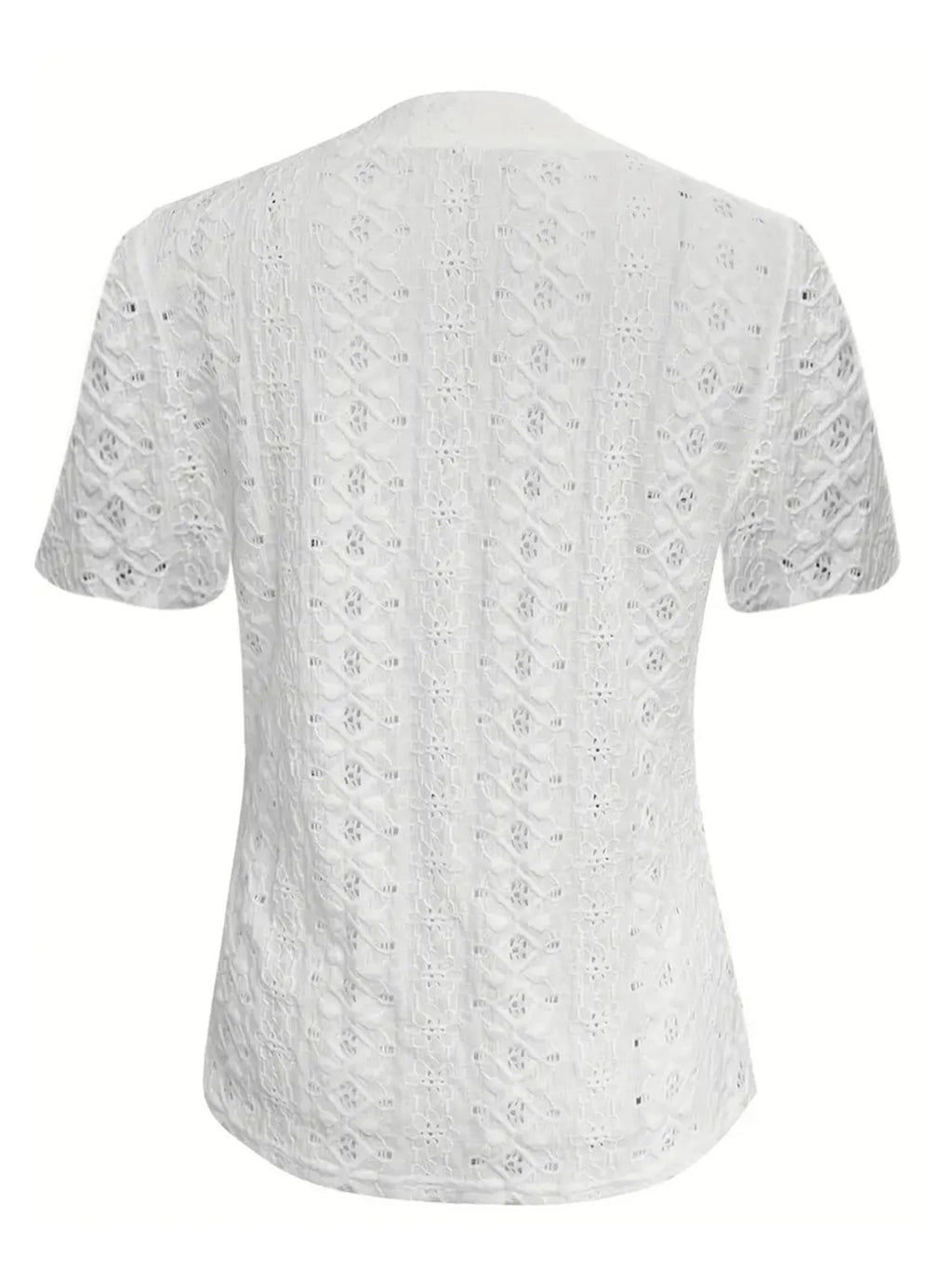 Blouse Top Casual Chic Boho Lace Openwork Notched Neck