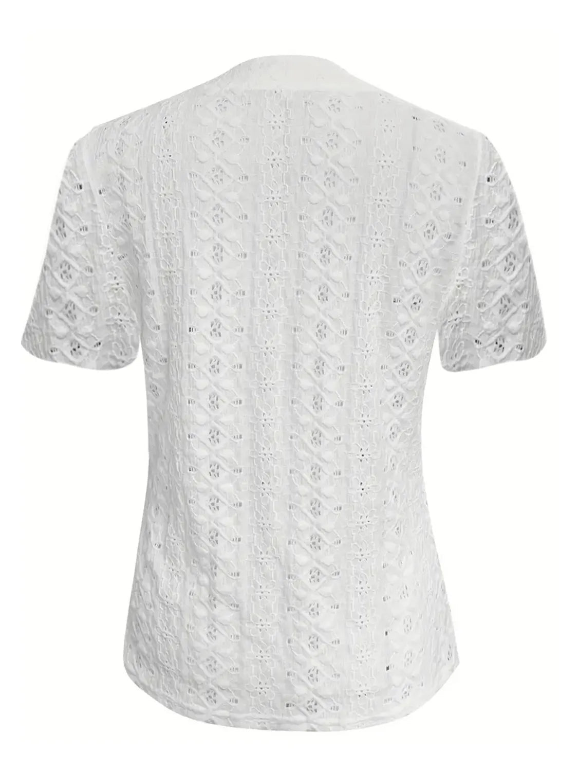 Blouse Top Casual Chic Boho Lace Openwork Notched Neck
