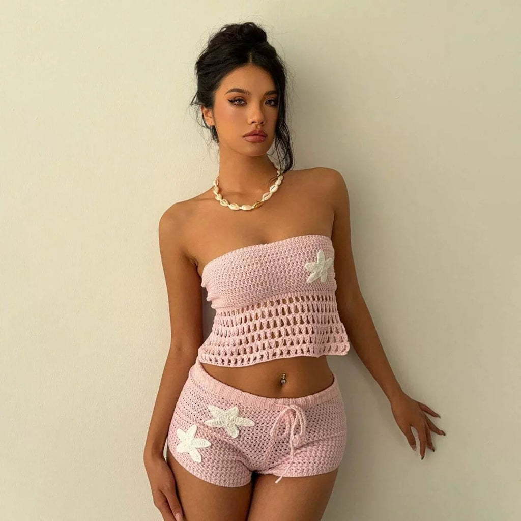 Kalli Crochet Starfish Shorts Set