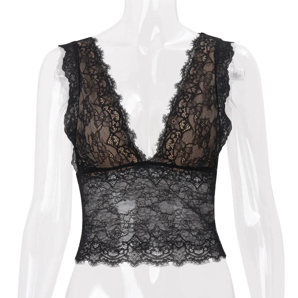 Erabella Deep V-Neck Lace Camisole