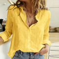 Casual Women’s Linen Blouse With Long Sleeves And Button Closure