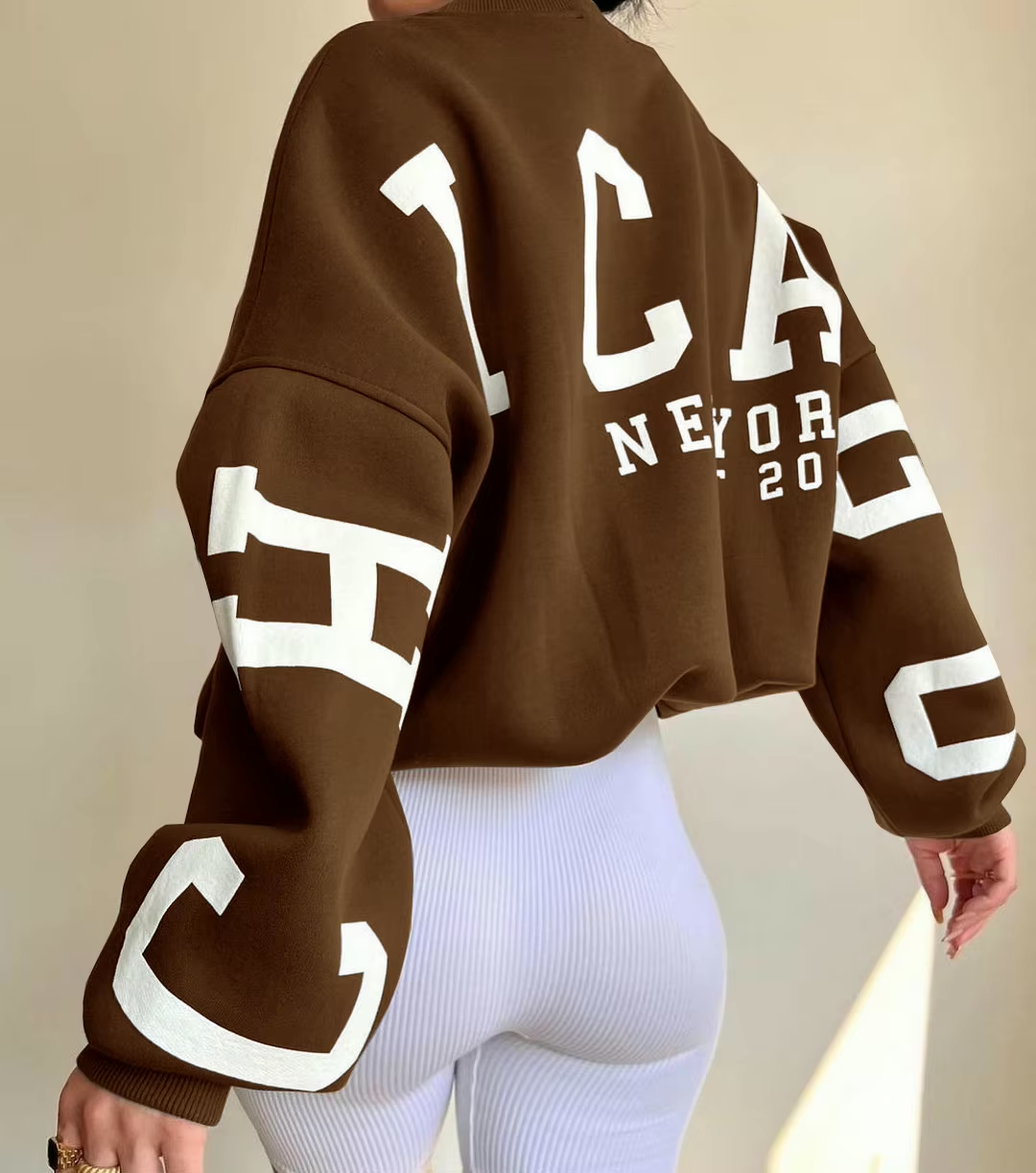 Women's Trendy Oversized Sweater with Letter Print