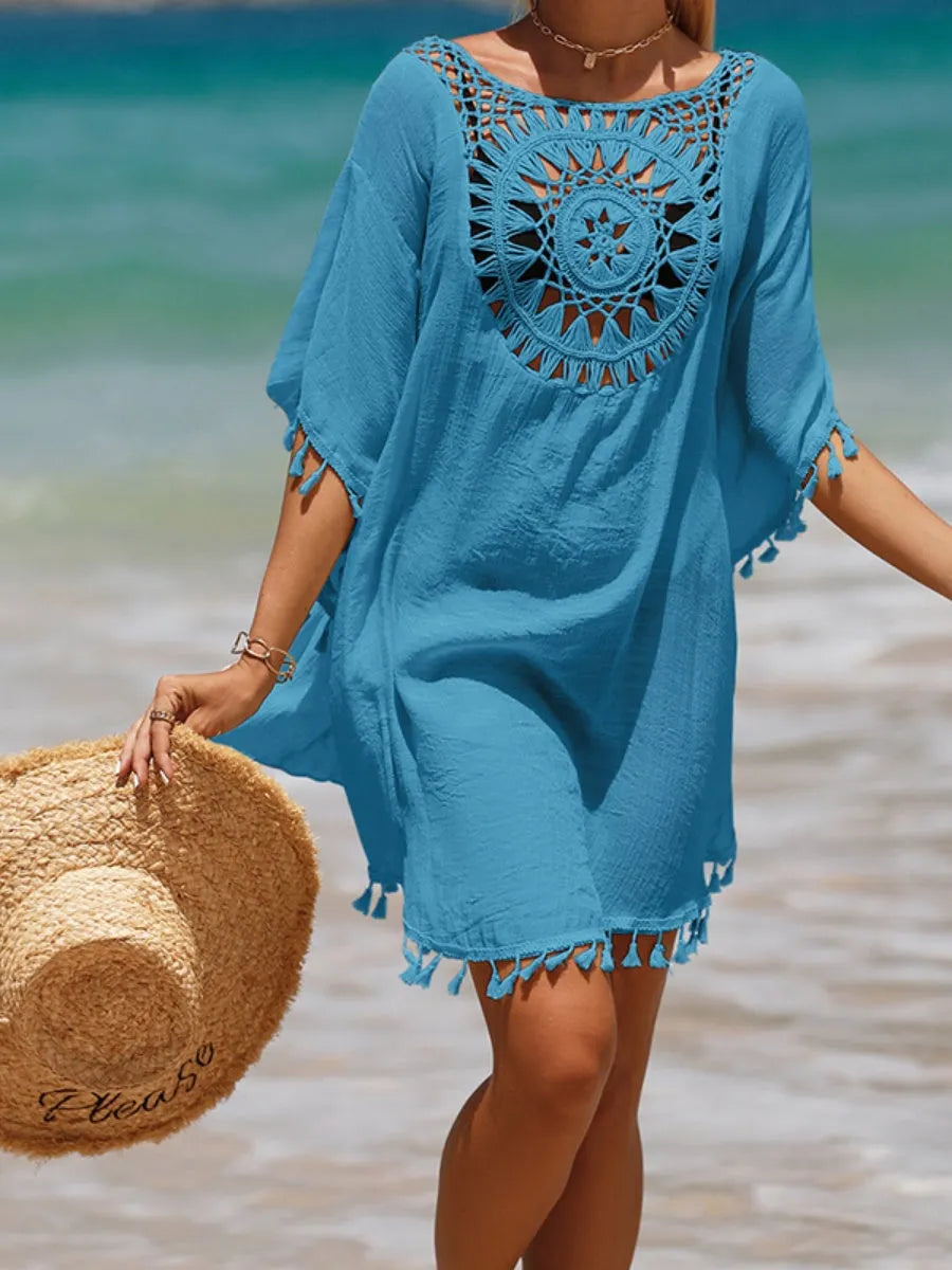 Short, Sexy Beachwear With Small Tassels For Sun Protection.