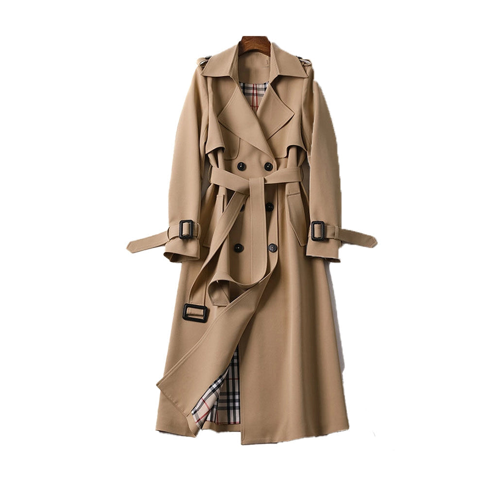 Women's Waterproof Long Trench Coat with Belt