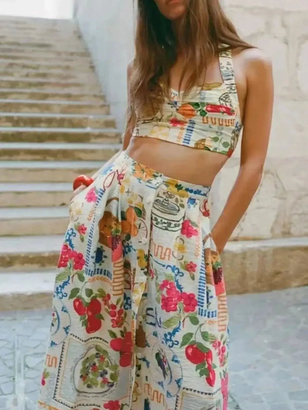 Two-Piece Outfit Set Summer Casual Cami Top & Maxi Skirt