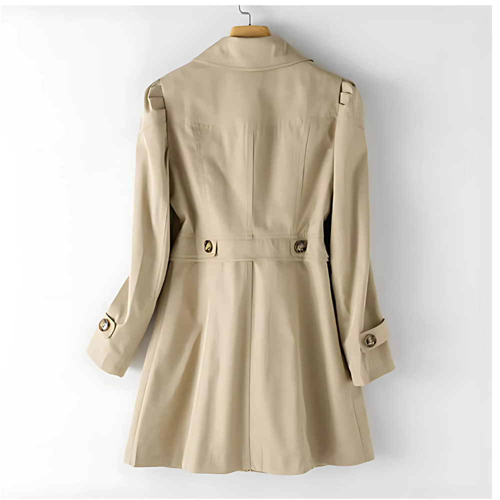Fitted Women's Trench Coat with Buttons and Classic Collar