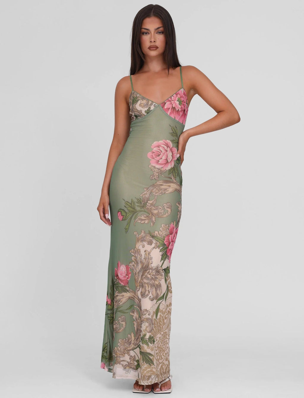 Arlette Radiant Floral Maxi Dress - Green