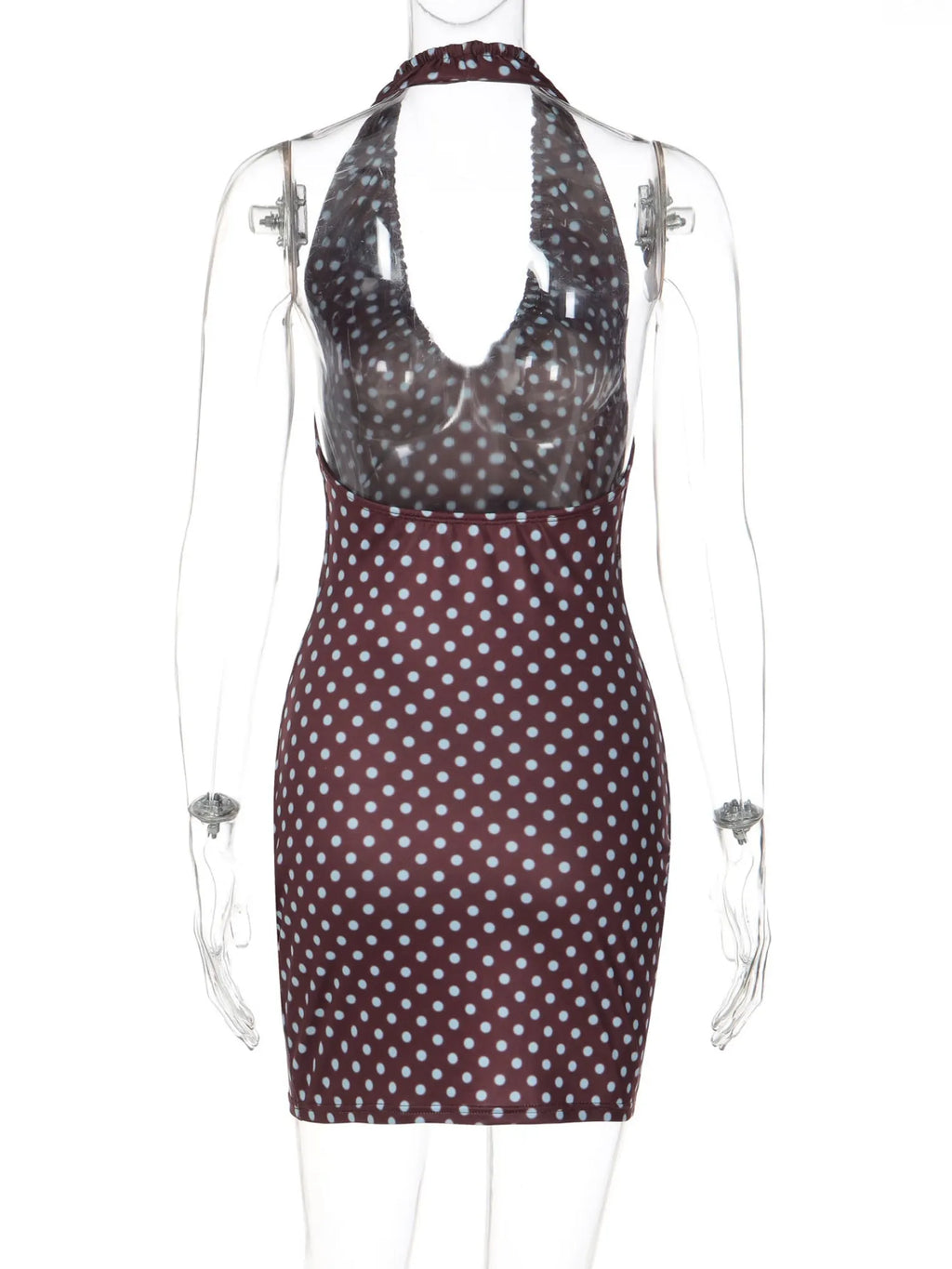 Polka Dots Neck Strap Slim Fit Hip Body Mini&Short Dresses