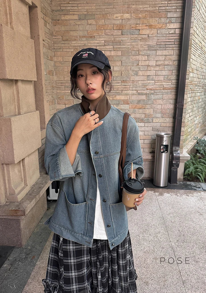 Saydee Panelled Washed Denim Jacket