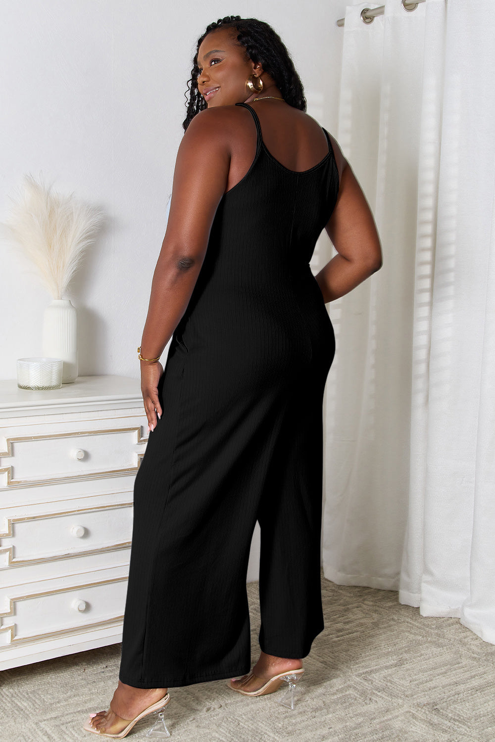 Spaghetti Strap V-Neck Jumpsuit – Full Size Casual