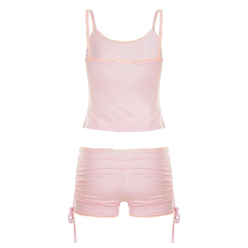 Lace Trim Cami and Shorts Set