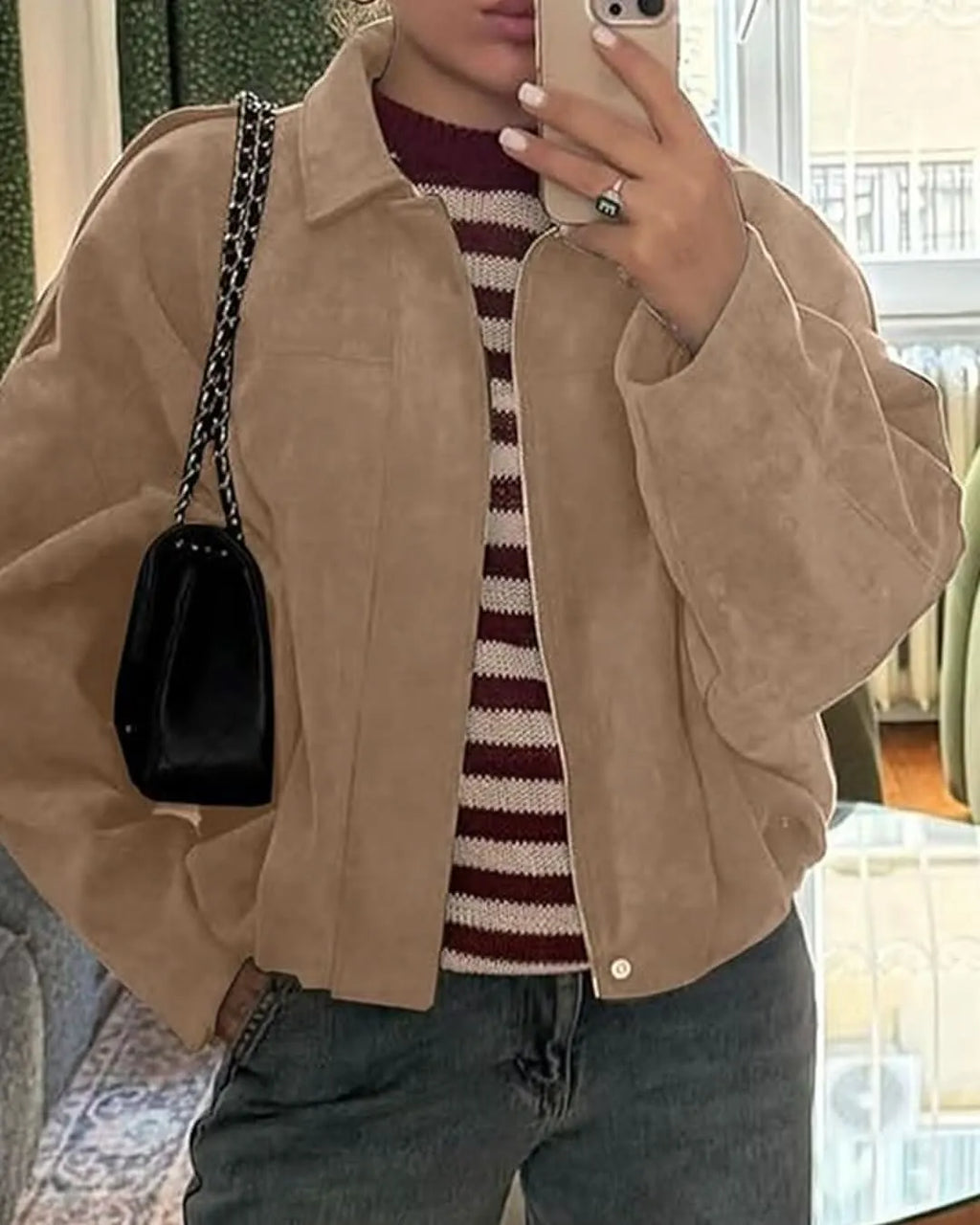 Lara Suede Bomber Jacket