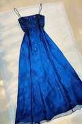 Burgundy Spaetti Straps Exquisite Beaded Long Tulle Ball Gown Evening Dress prom dress