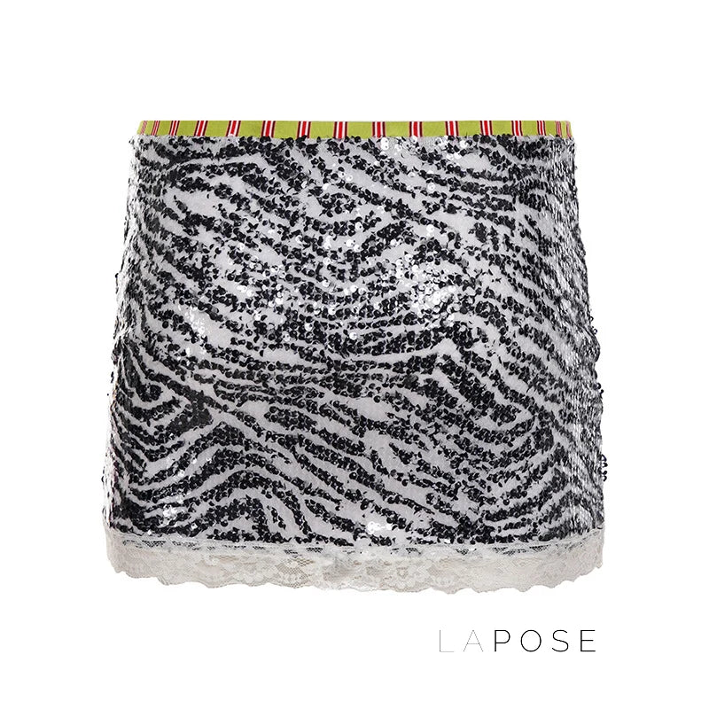 Zaylie Sequin Zebra Mini Skirt