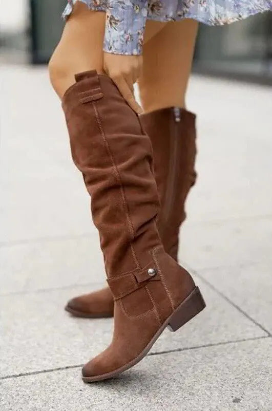 Women's Knee-High Boots with Suede Look