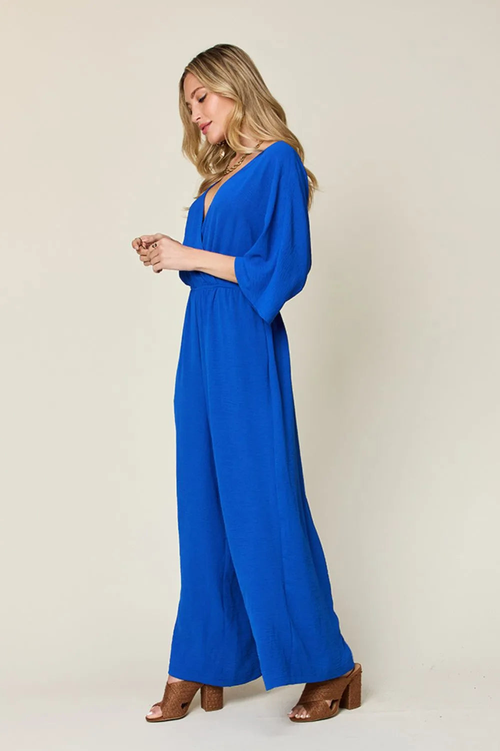 Surplice Wide Leg Jumpsuit with Pockets – Full Size