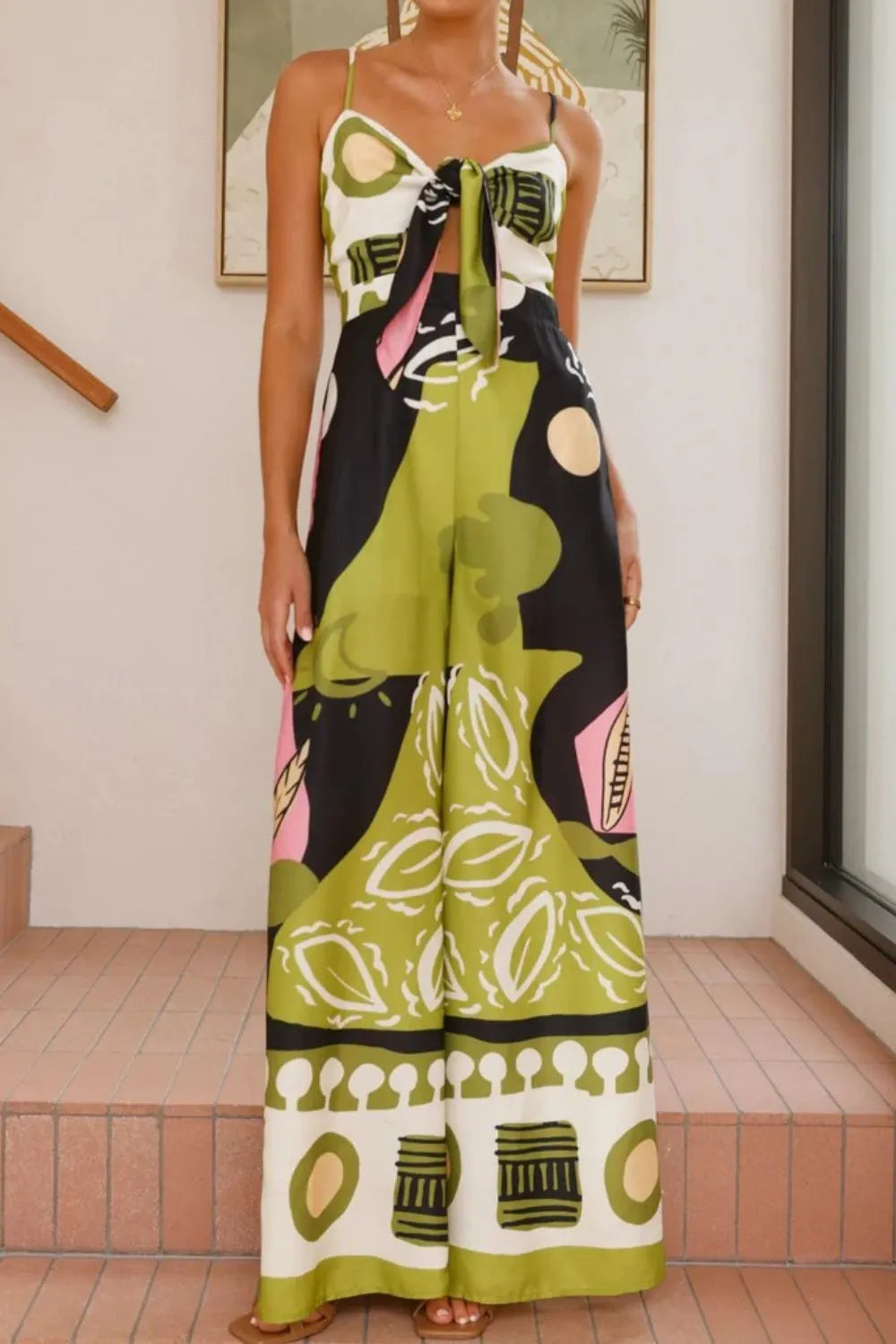 Sweetheart Neck Printed Jumpsuit – Effortless Style