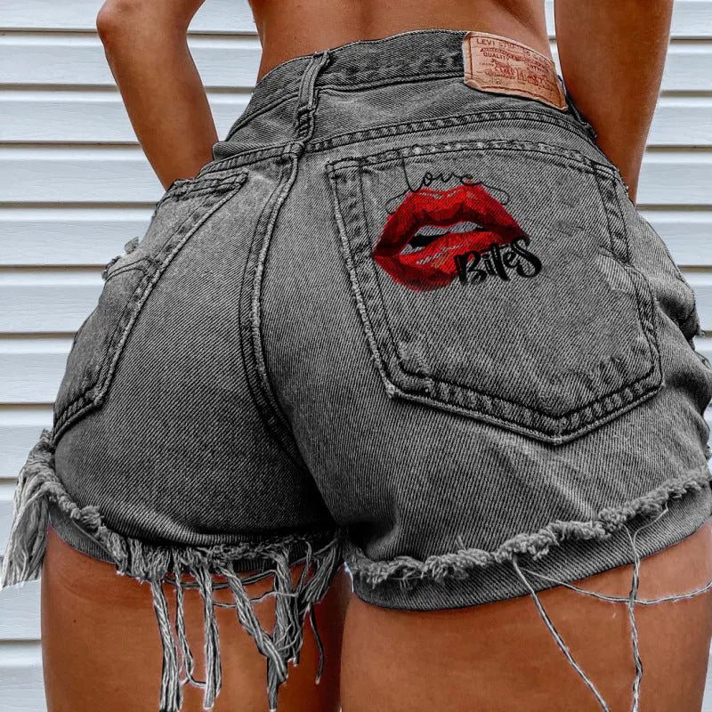 Women Summer Loose Edgy Vintage Casual High Waist Denim Shorts