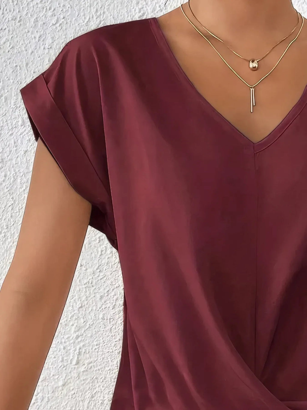 Blouse Twisted Hem Dolman Sleeve Slightly Stretchy