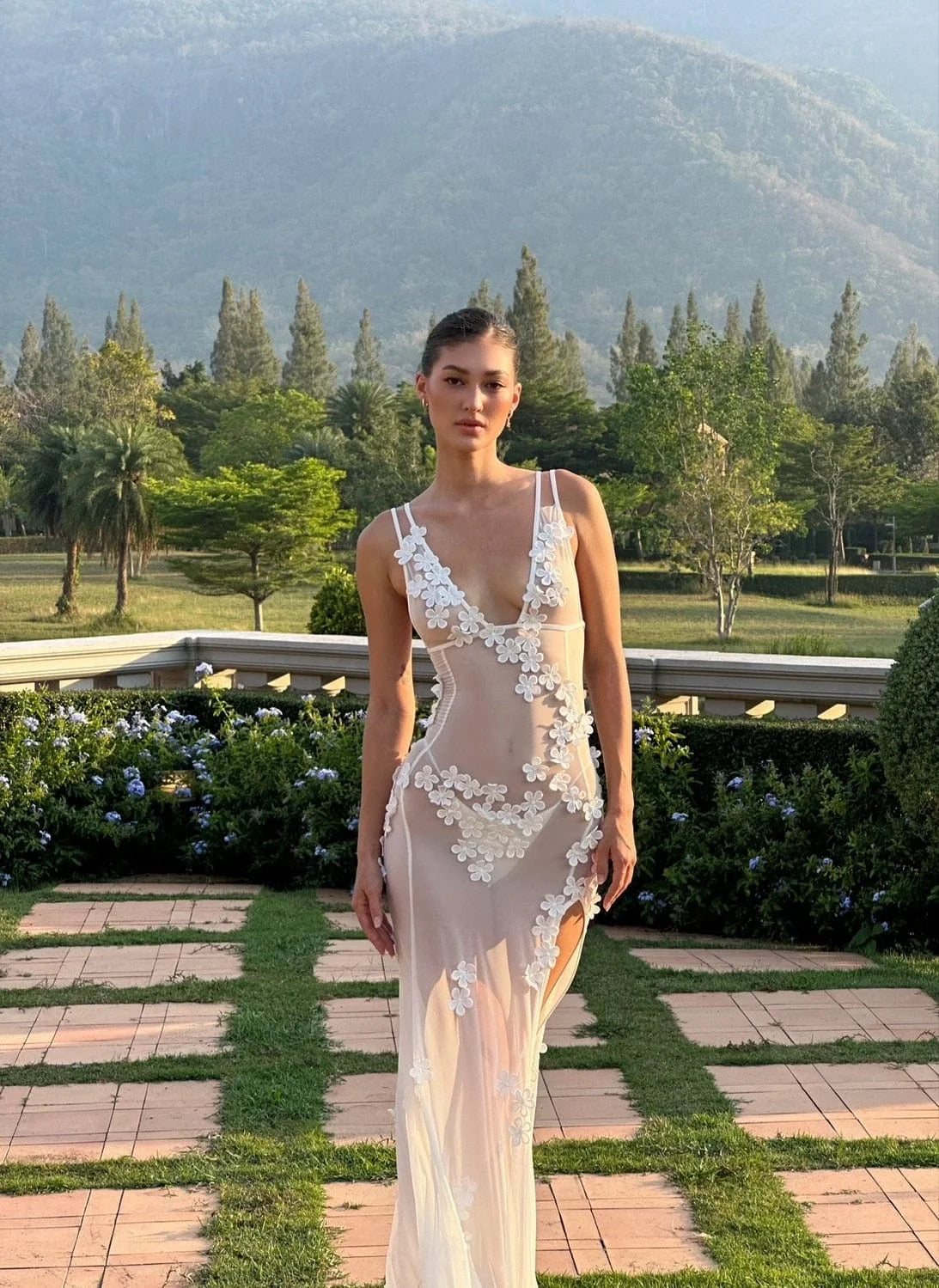 Avy Sheer Floral Maxi Dress
