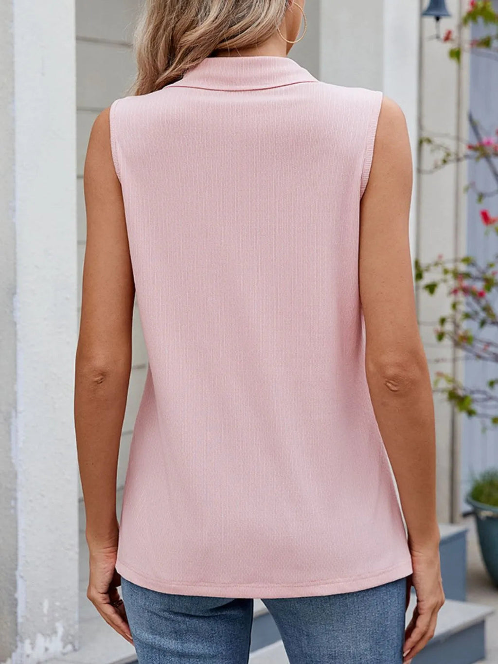Tank Top Collared Quarter Zip Stretchy Everyday Casual