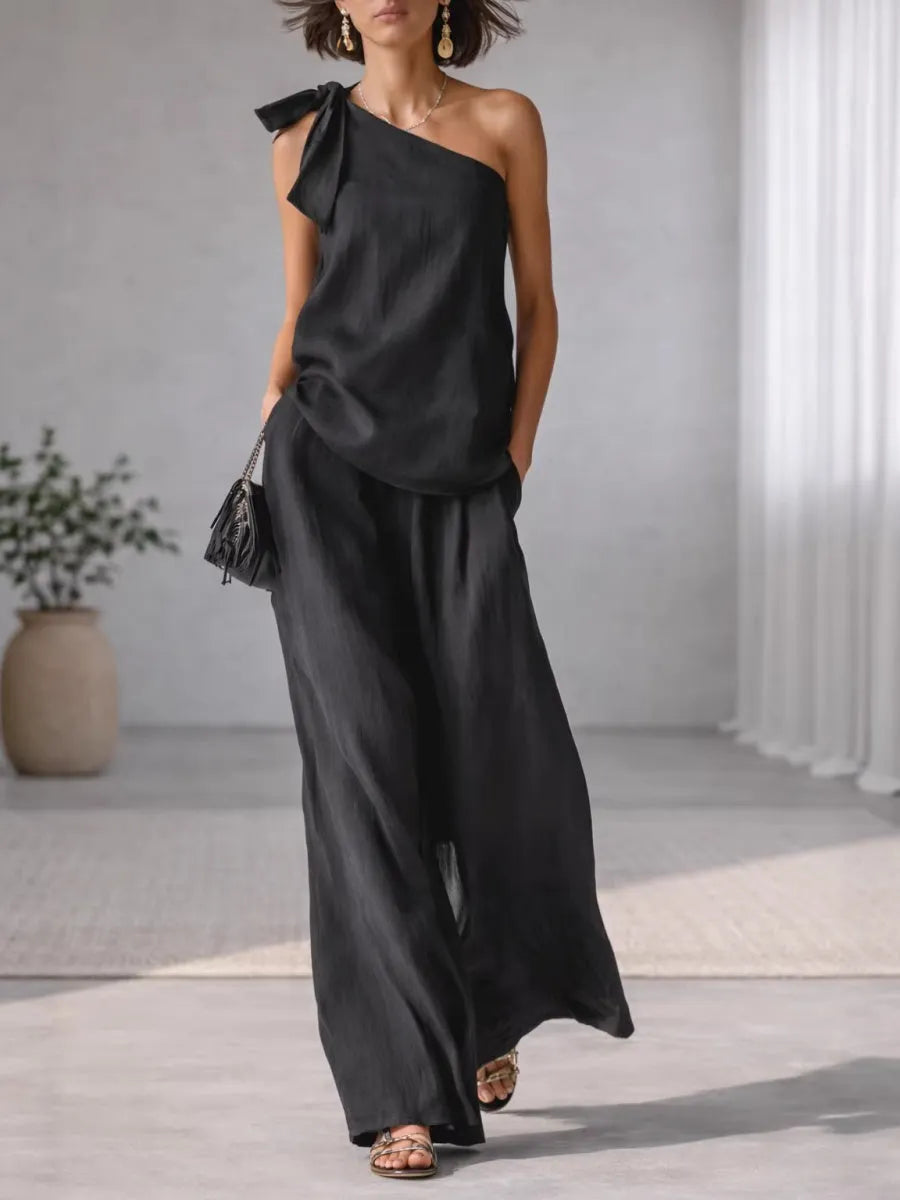 Bandage Jacket Wide-leg Pants Set 2-piece Sets
