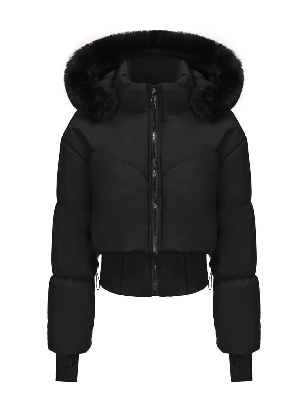 Large Fur Collar Hooded Pockets Short Waist Down Jacket