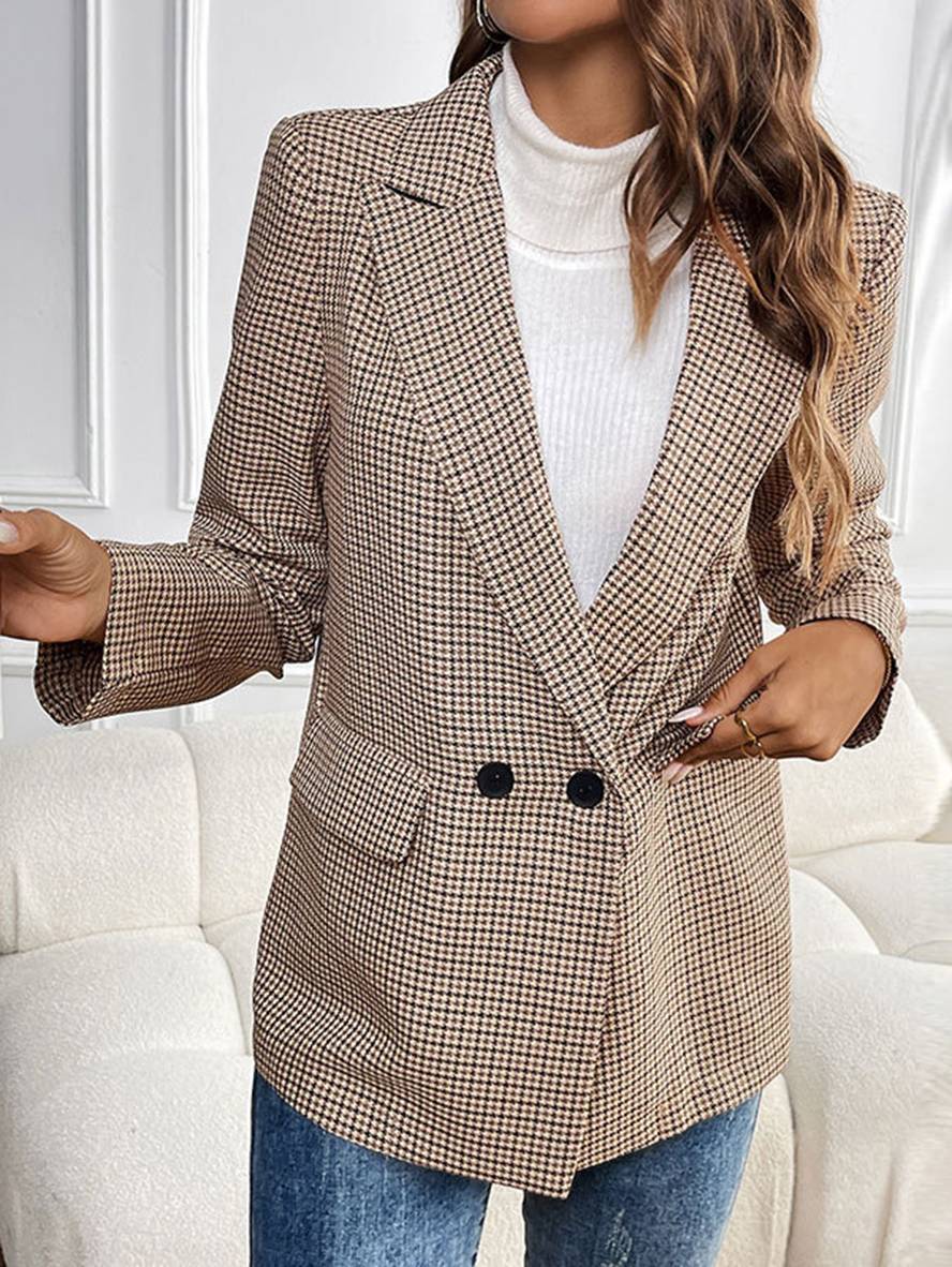 Elegant Comfortable Tailored Checked Women's Blazer