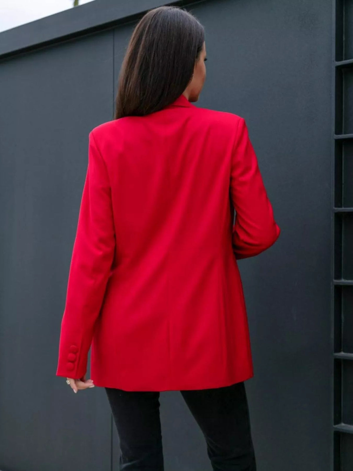 Blazer Double-Breasted Peak Lapel Office Wear Casual