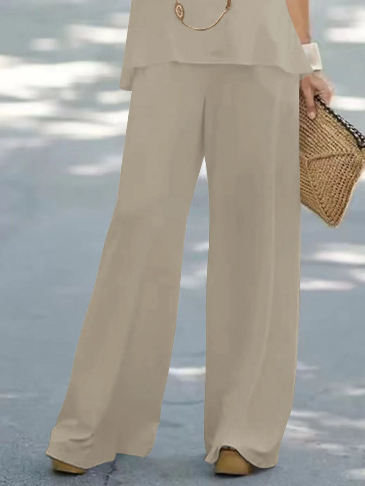 Outfit Set Loose Fit Wide Leg Pant Strechy sleeveless
