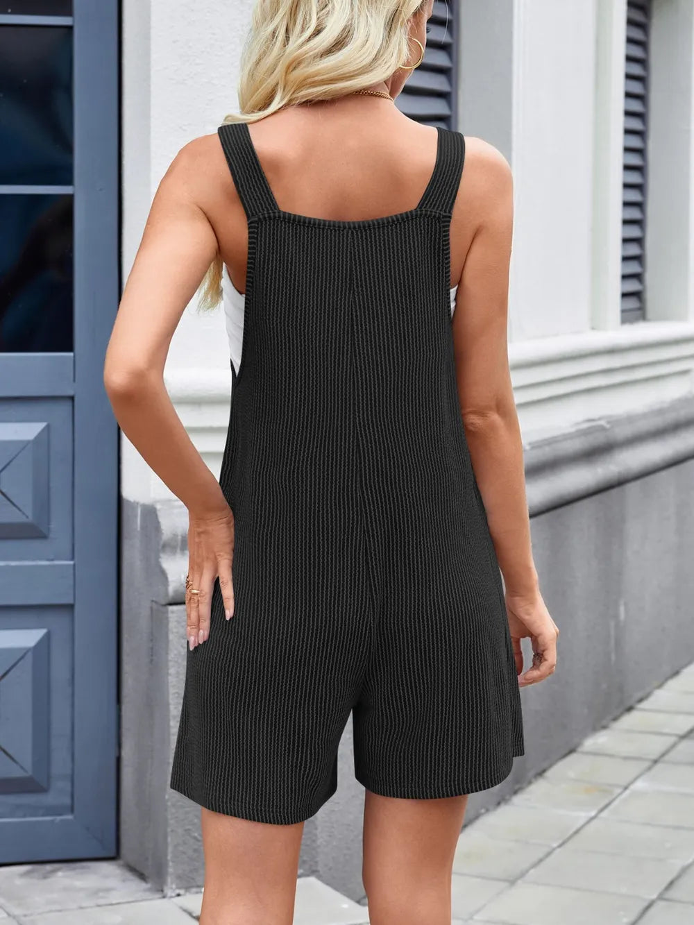 Overalls Knotted Strap Ribbed Casual Stretchy Holiday