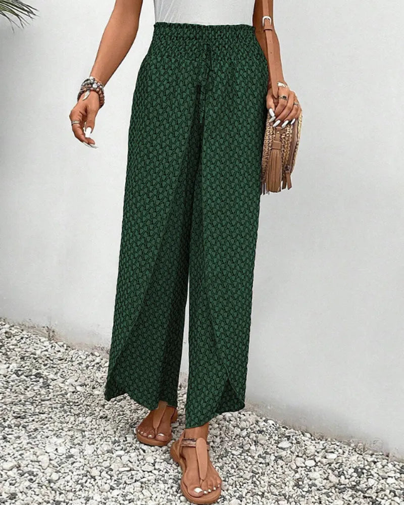 Sophie-Rae - Airy High Waist Pants with Bohemian Print