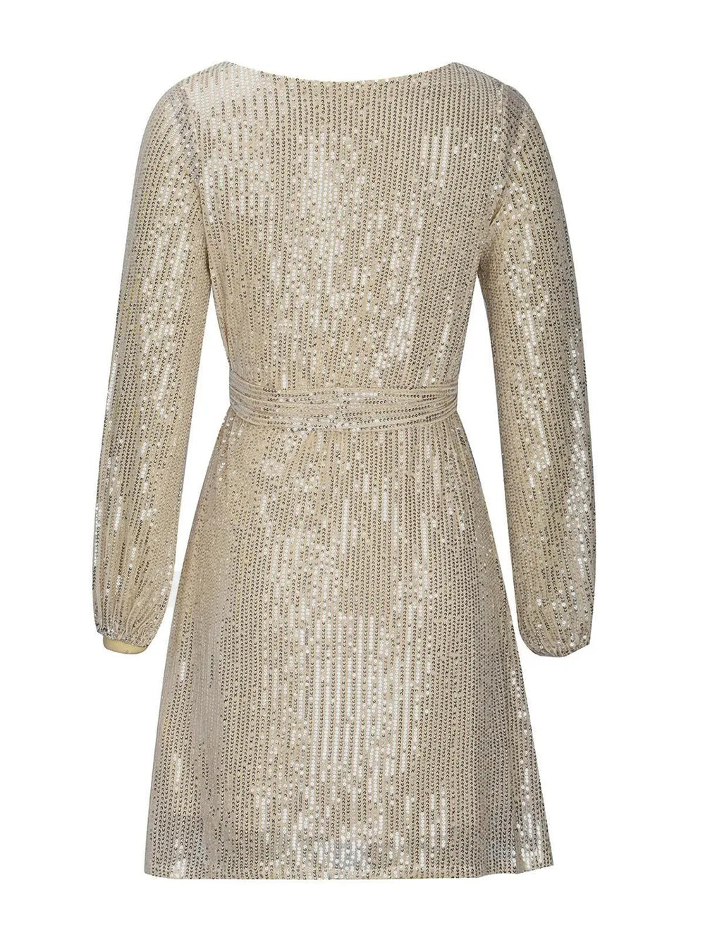 Shift Mini Dress Sequin Tie Waist Elegant Party Cocktail