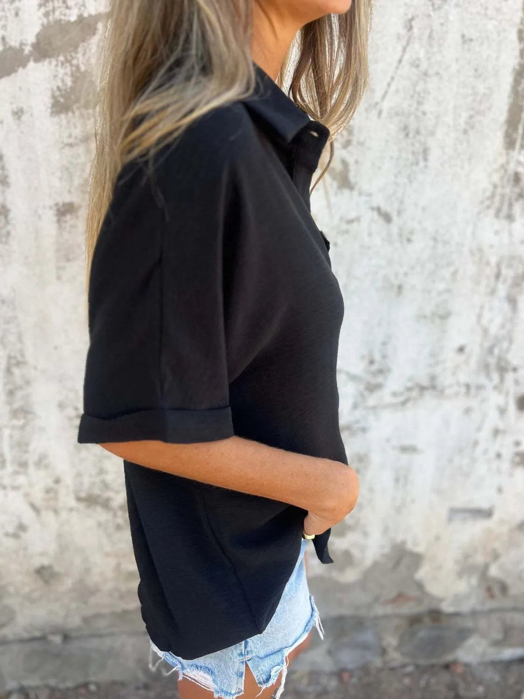 Shirt Buttoned Collared Boho Versatile Casual Trendy Top