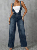 Zip Front Denim Overalls – Wide Strap Street Style