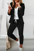 Women's Two-Piece Set Blazer and Trousers with Drawstring