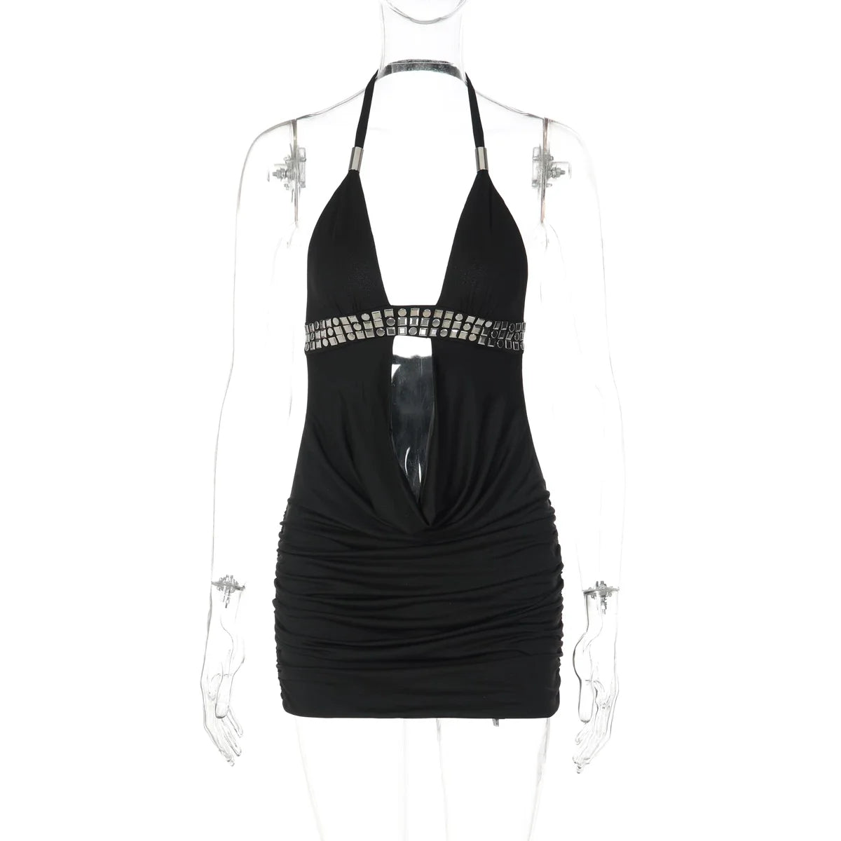 Bridgett Studded Halter Mini Dress