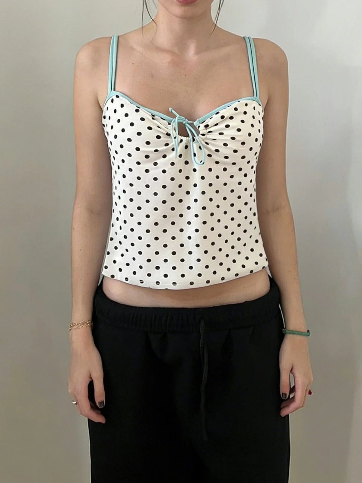 Polka Dot Lace-Up Camisole