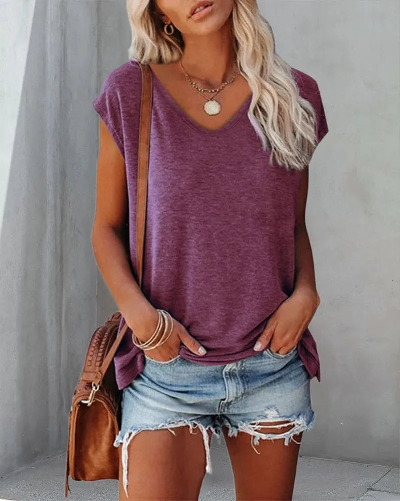 Loose-Fitting Women's V-Neck T-Shirt
