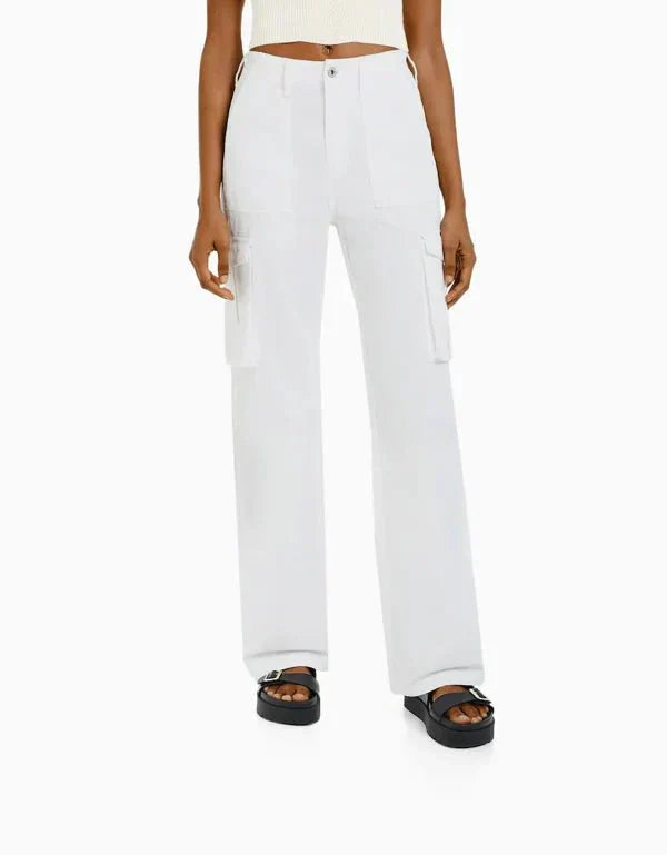 Wide-Leg Cargo Pants for Women with Pockets