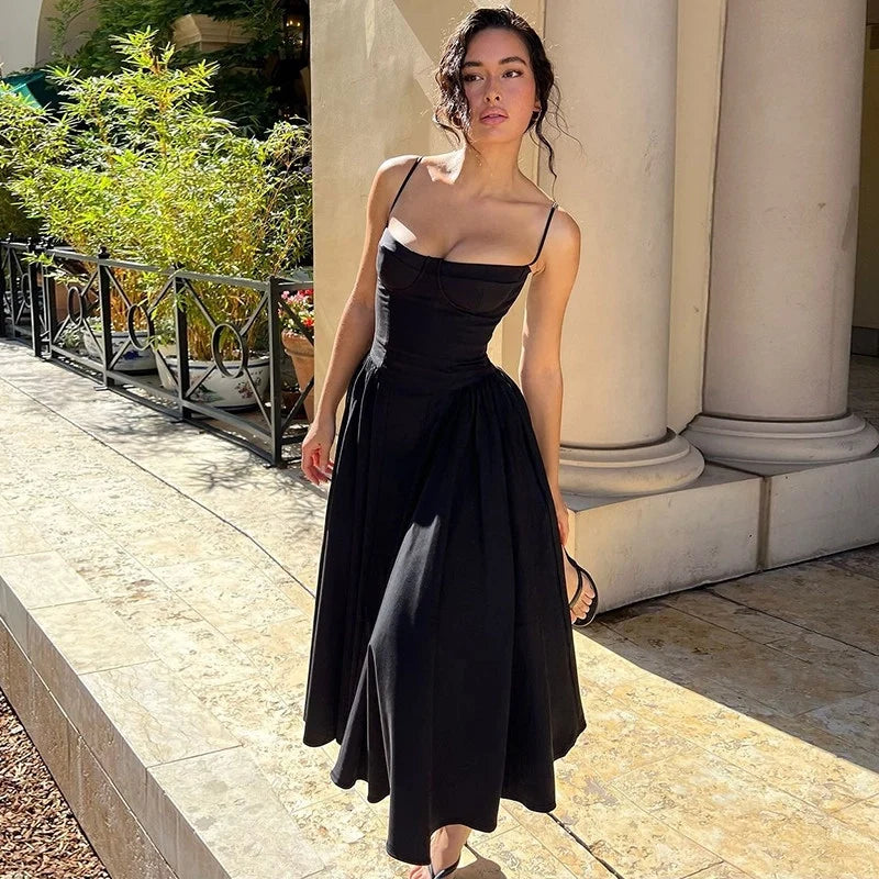 Square Neck Midi Slip Dress