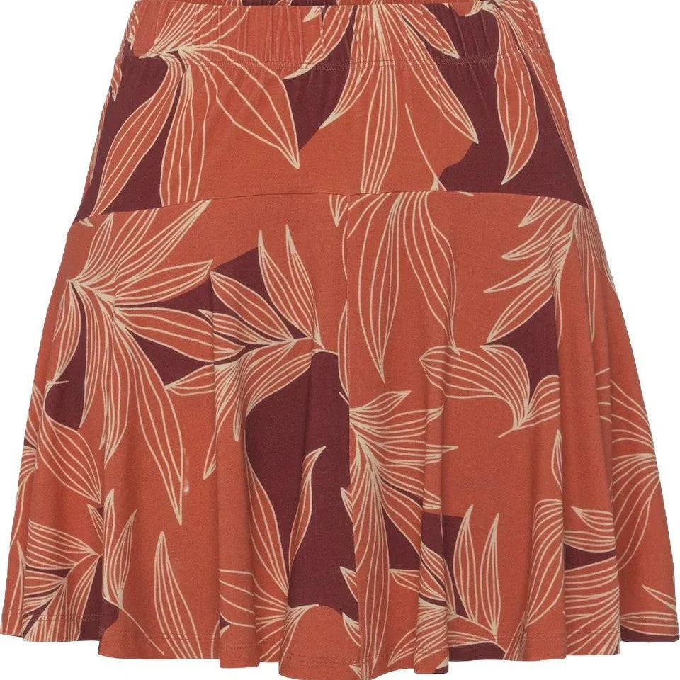Women's Plus-Size Skirt with Tropical Print and Built-In Shorts