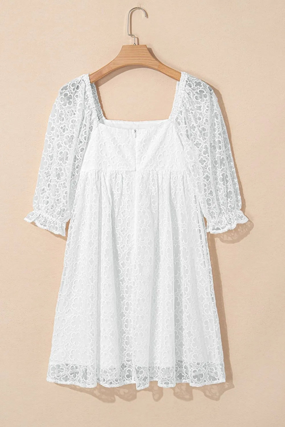 Lace Puff Sleeve Empire Mini Dress
