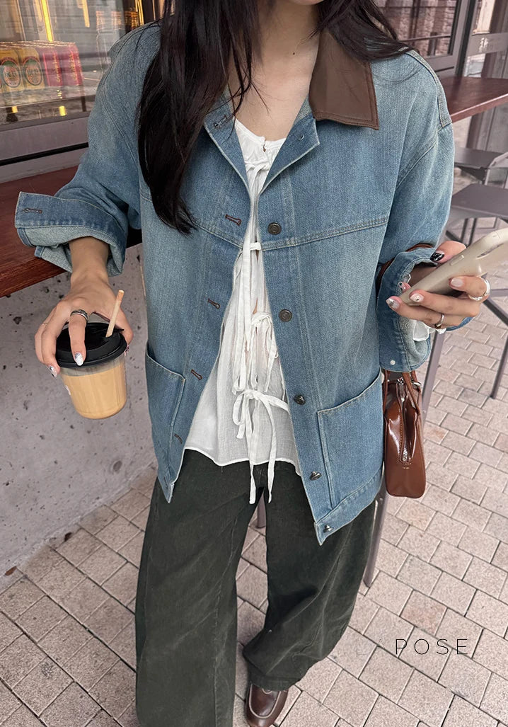 Saydee Panelled Washed Denim Jacket