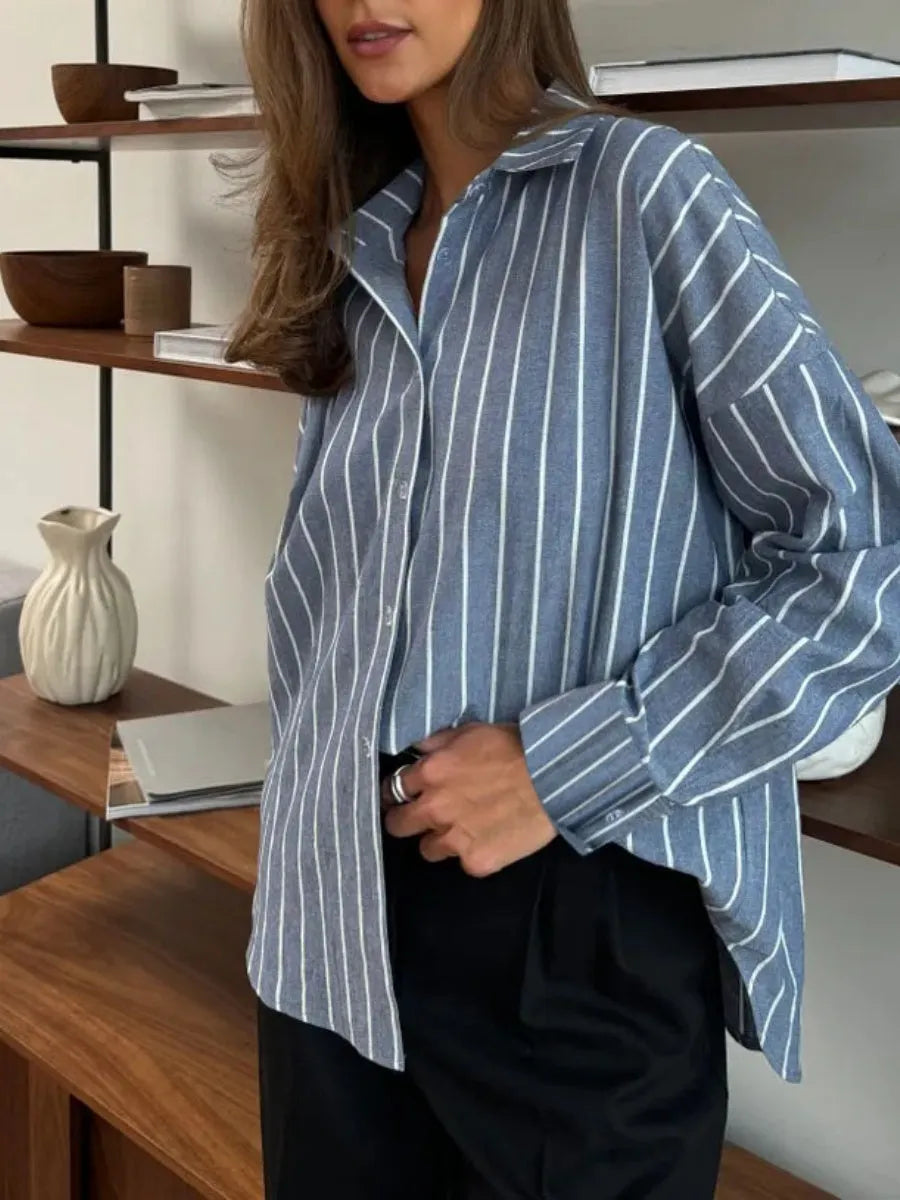 Stripes Cardigan Commuting Shirts