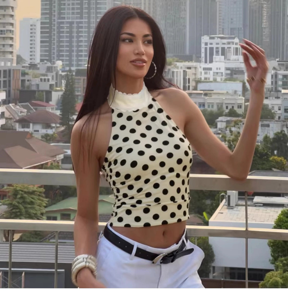 Polka Dot Halter Neck Top
